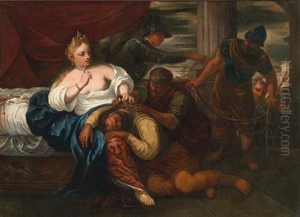 Samson And Delilah Oil Painting by Pietro Malombra