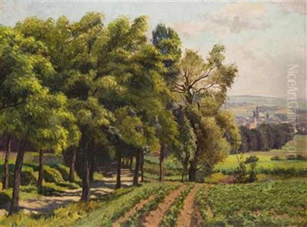 A View Of Domazlice Oil Painting by Vaclav Maly