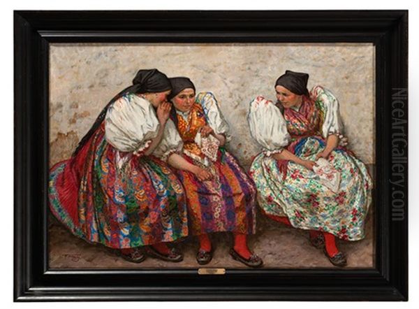 Gossip, Domazlice, Chodsko Oil Painting by Vaclav Maly