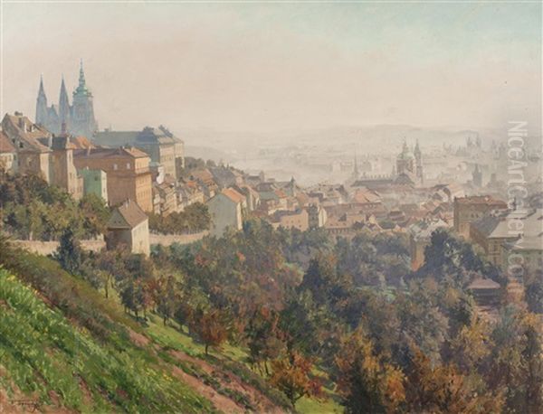 View Of Prague From Strahov Oil Painting by Vaclav Maly