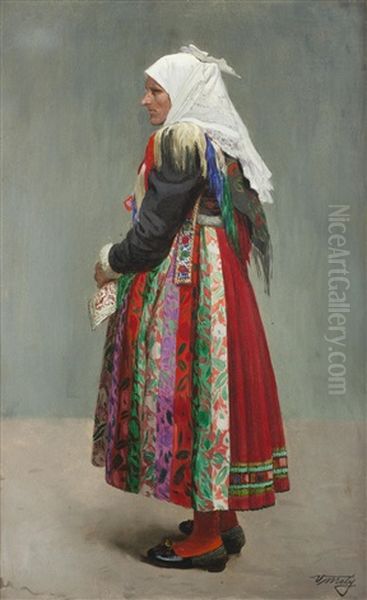 Frau Aus Dem Chodenland Oil Painting by Vaclav Maly