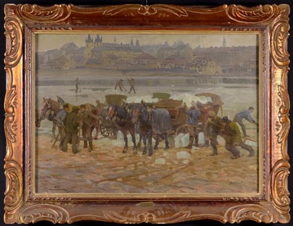 Prague Icemen Oil Painting by Vaclav Maly