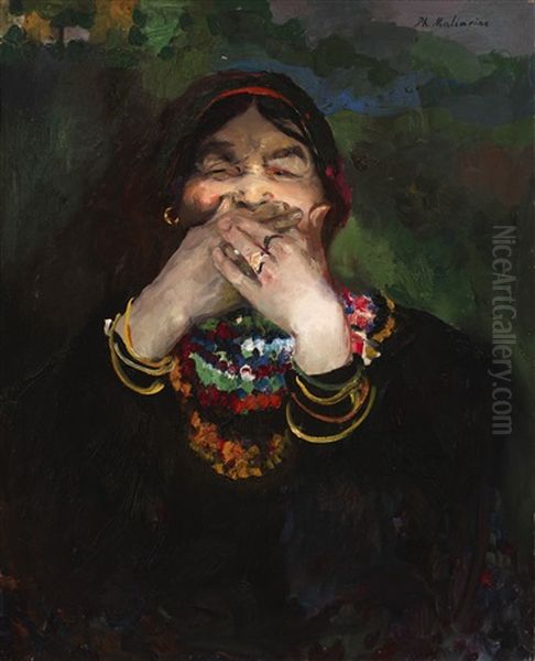 Laughing Baba Oil Painting by Filip Malyavin