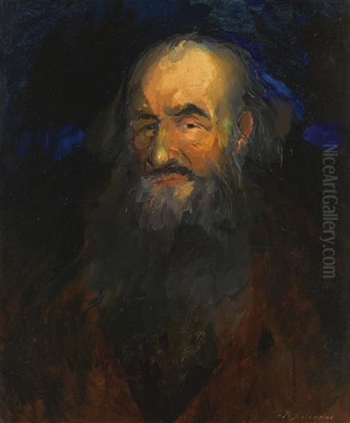 Old Peasant Oil Painting by Filip Malyavin