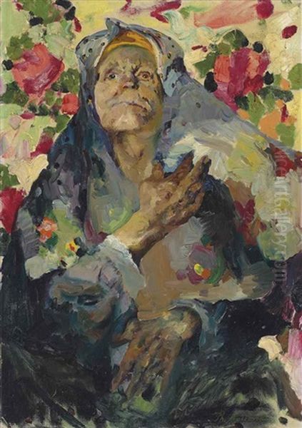 Peasant Woman With A Coloured Shawl by Filip Malyavin