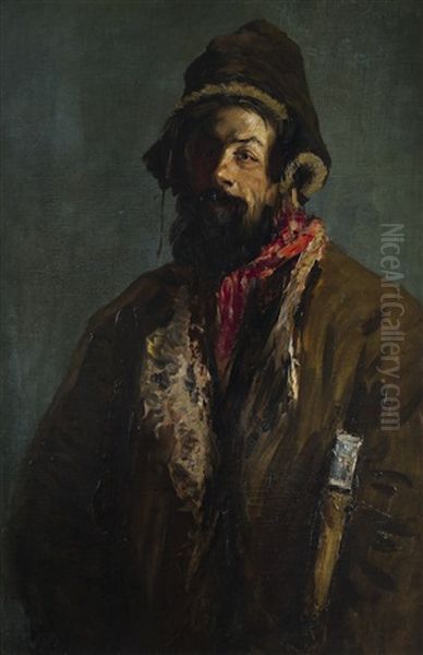 Peasant Man In A Sheepskin Coat Oil Painting by Filip Malyavin