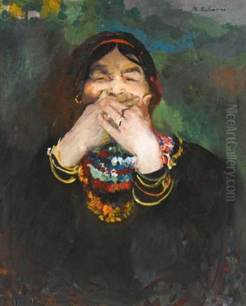 Laughing Baba Oil Painting by Filip Malyavin