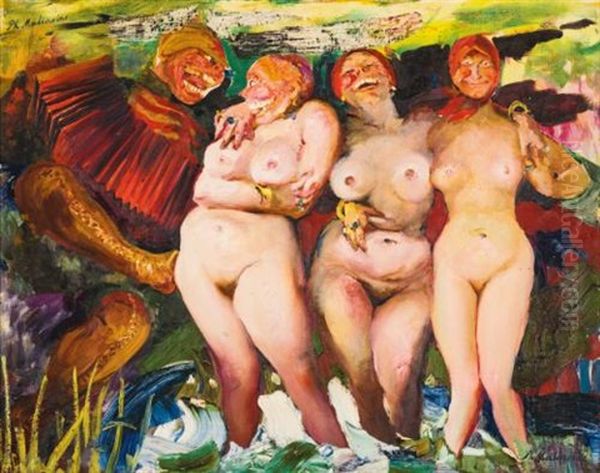 The Three Graces Under Bolshevism Oil Painting by Filip Malyavin