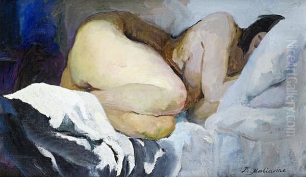 Reclining Nude Oil Painting by Filip Malyavin