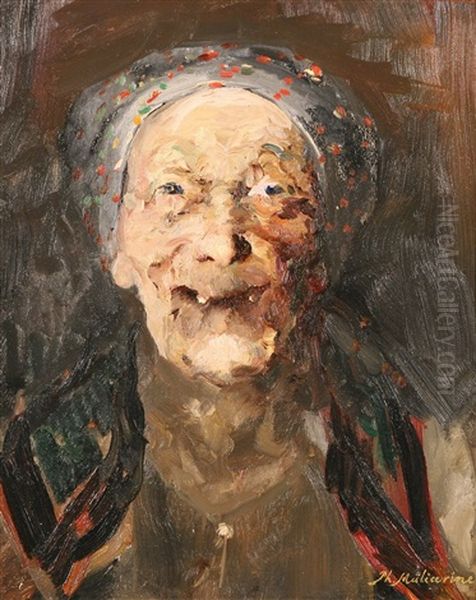 Laughing Peasant Woman Oil Painting by Filip Malyavin