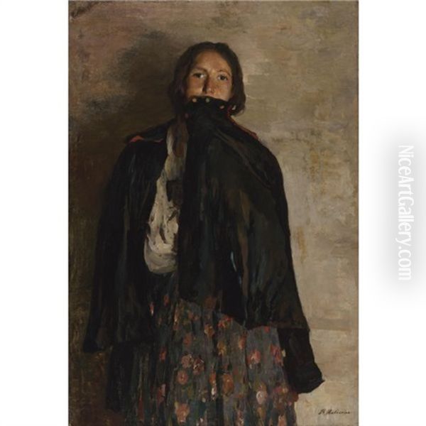 Peasant, Covering Her Mouth With A Shawl Oil Painting by Filip Malyavin