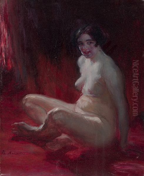 Seated Nude Oil Painting by Filip Malyavin