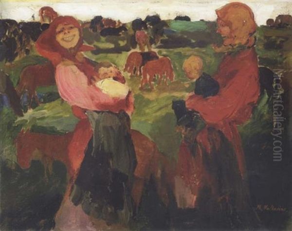 Peasant Women In The Field Oil Painting by Filip Malyavin