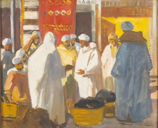 Souk Oil Painting by Azouaoui Mammeri