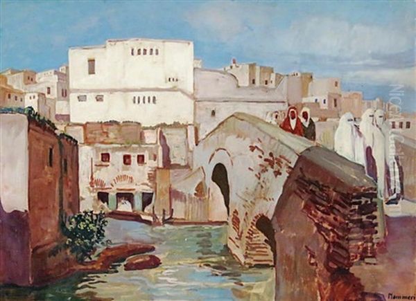 Pont Sur L'oued, Fes Oil Painting by Azouaoui Mammeri