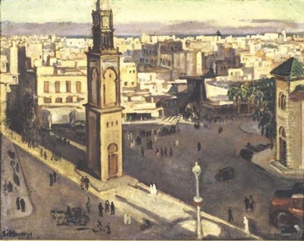 La Tour De L'horloge - Casablanca Oil Painting by Azouaoui Mammeri