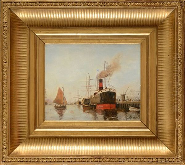 Bateaux A Quai Oil Painting by Vincent Manago