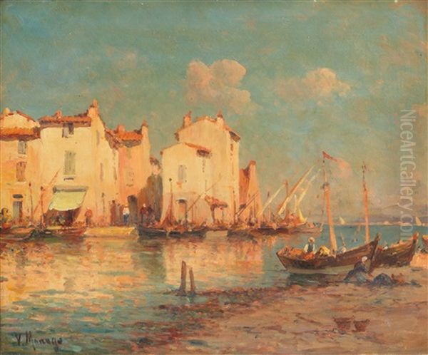 Port In The South Of France Oil Painting by Vincent Manago