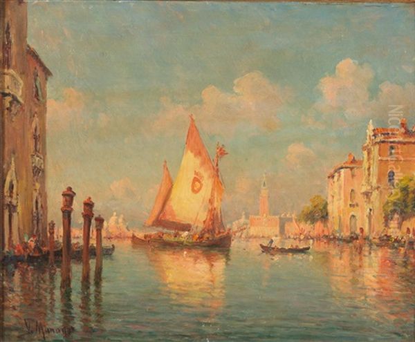 Venetian Scene With View Of S. M. Maggiore Oil Painting by Vincent Manago