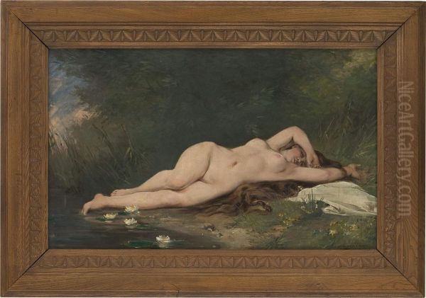 Awakening Nymph Oil Painting by Nils Nilsen Bergslien