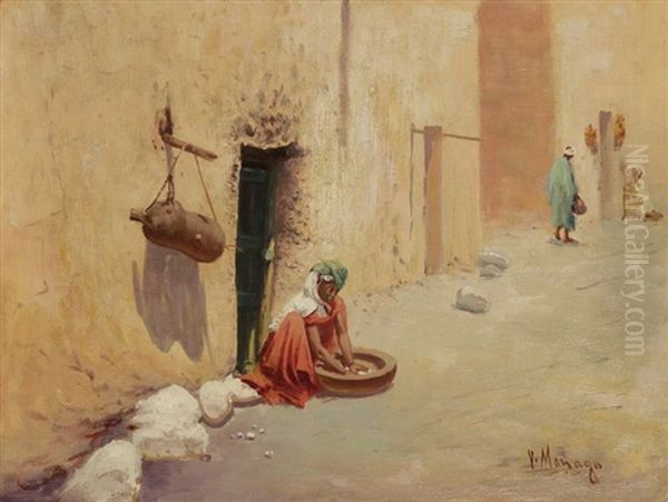 Scene De Rue En Algerie Oil Painting by Vincent Manago