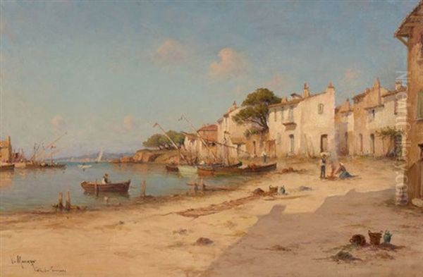 Vue D'un Village De Provence En Bord De Mer Oil Painting by Vincent Manago