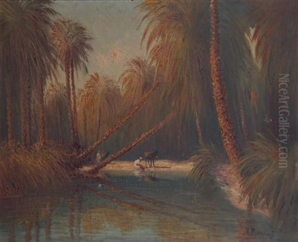 Au Bord D'un Oued Dans Une Palmeraie Oil Painting by Vincent Manago