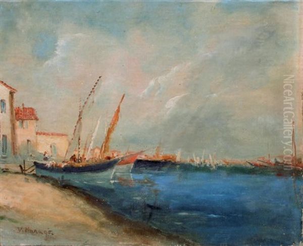 Un Port (les Martigues?) Oil Painting by Vincent Manago