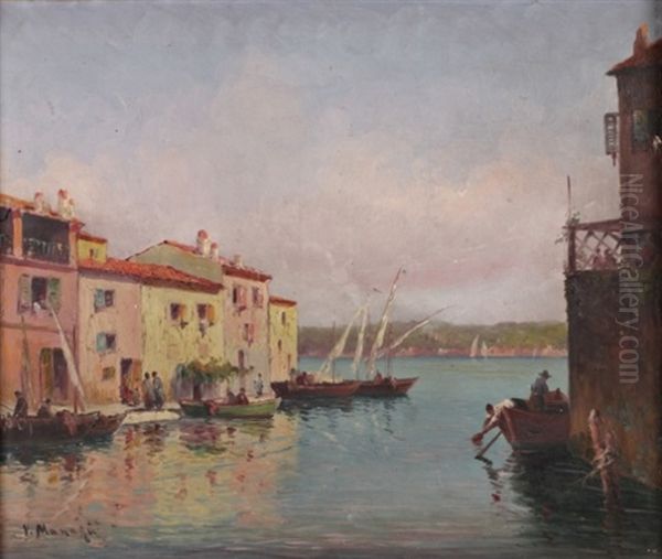 La Port De Martigues Oil Painting by Vincent Manago