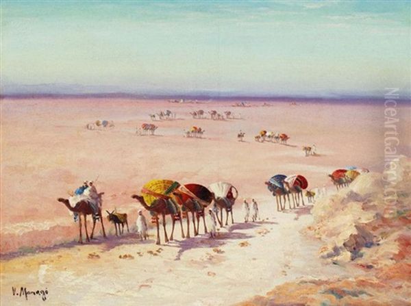 Caravane Dans Le Desert Oil Painting by Vincent Manago