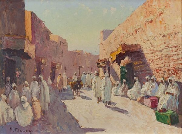 Belebte Gasse In Tunesien Oil Painting by Vincent Manago