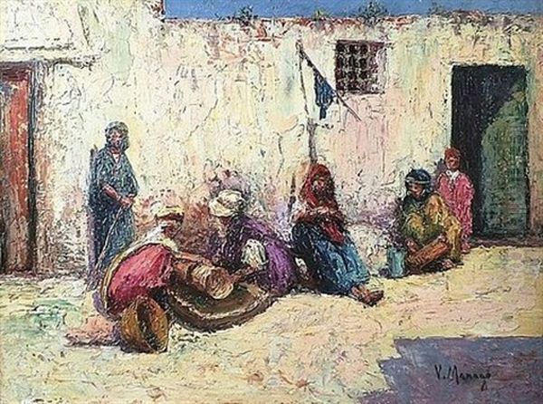 Le Pilage De L'argan Oil Painting by Vincent Manago