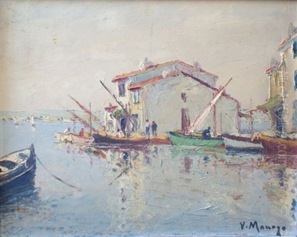 Vue Des Martigues, Pecheurs Au Port Oil Painting by Vincent Manago