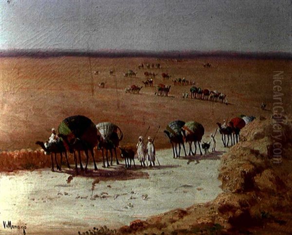 Caravane Traversant Le Desert Oil Painting by Vincent Manago