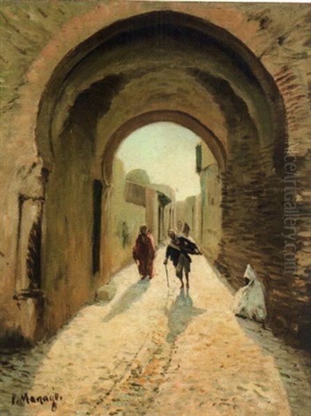 Ruelle Animee En Tunisie Oil Painting by Vincent Manago