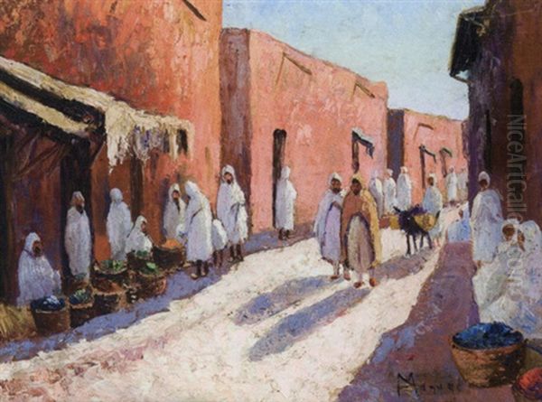 Ruelle Animee En Tunisie Oil Painting by Vincent Manago