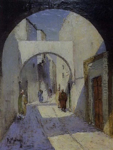 Rue De La Medina A Tunis Oil Painting by Vincent Manago