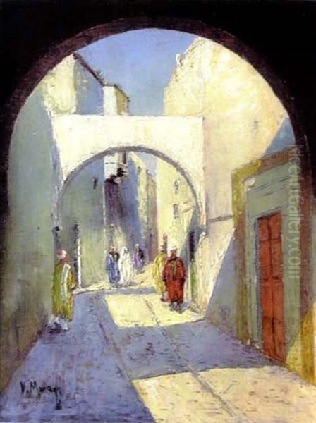 Rue De La Medina A Tunis Oil Painting by Vincent Manago