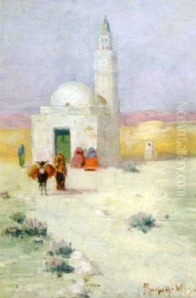 Campement Dans Le Desert (+ Paysage Oriental; Pair) Oil Painting by Vincent Manago