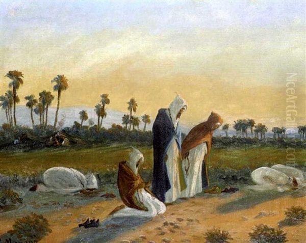 La Priere Du Soir Dans Le Desert Oil Painting by Vincent Manago