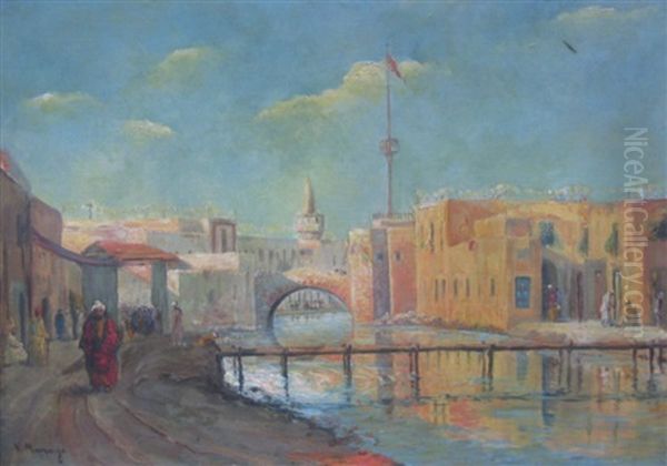 Promenade Le Long Du Canal Oil Painting by Vincent Manago