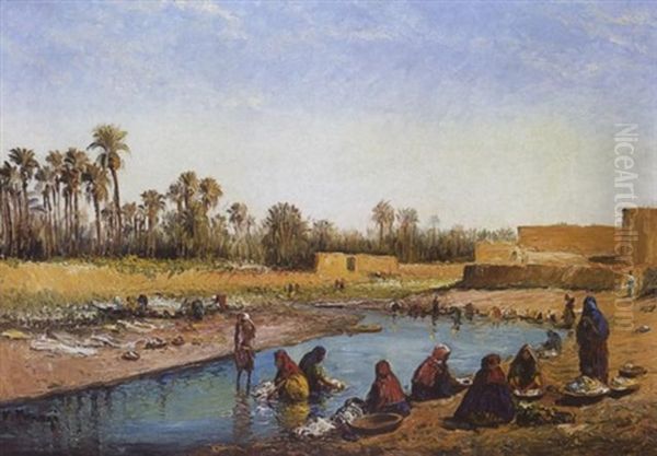 Lavandieres Tunisiennes Oil Painting by Vincent Manago