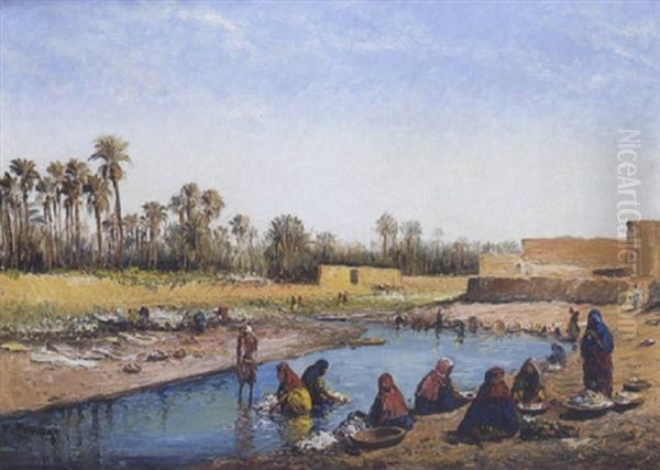 Lavandieres Tunisiennes Oil Painting by Vincent Manago