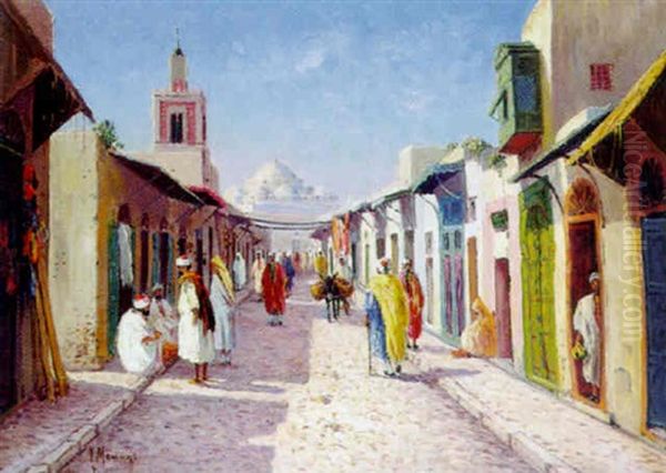 Ruelle Animee A Tunis Oil Painting by Vincent Manago