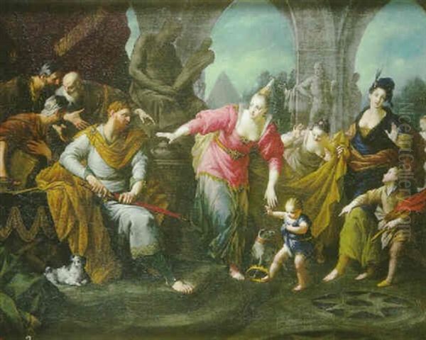 Moise Enfant Foulant Au Pied La Couronne De Pharaon Oil Painting by Silvestro Manaigo