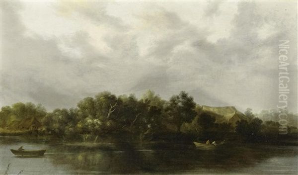 Bewaldete Flusslandschaft Oil Painting by Jacob Sibrandi Mancadan