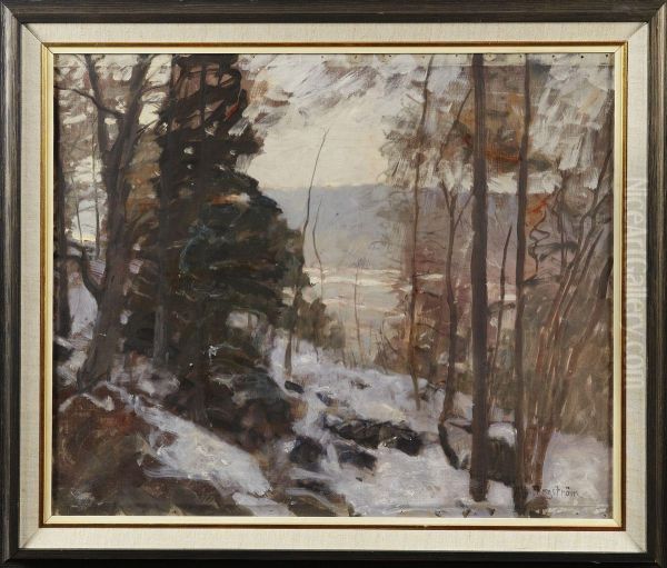 Vintermotiv Oil Painting by Alfred Bergstrom