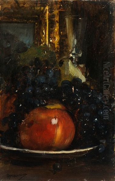 Stillleben Mit Apfel Und Trauben Oil Painting by Antonio Mancini