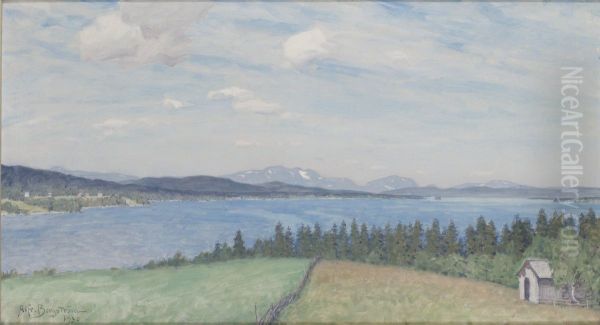 Landskapsvy Oil Painting by Alfred Bergstrom