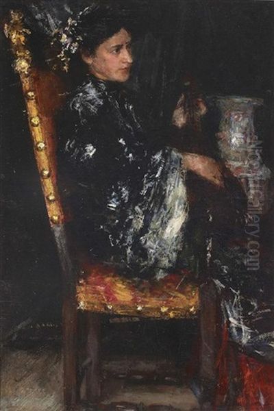 The Oriental Robe by Antonio Mancini